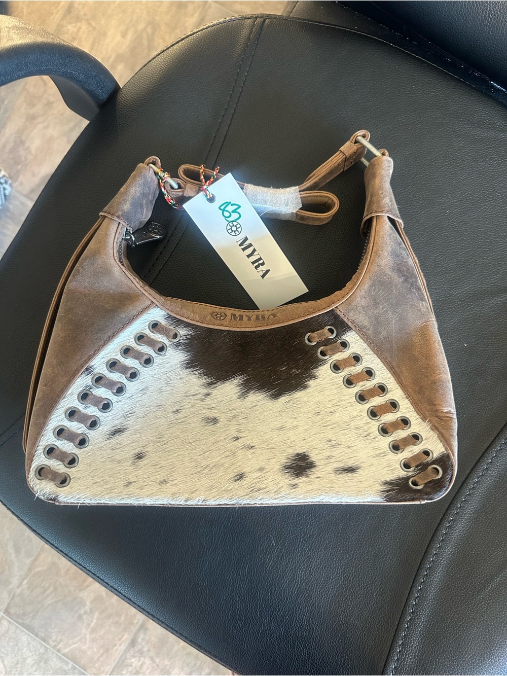 Myra Bag Brown Leather & Cowhide Shoulder Bag